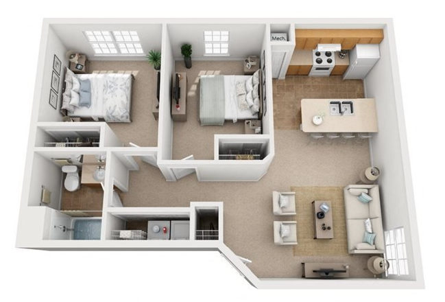 2 Bed, 1 Bath