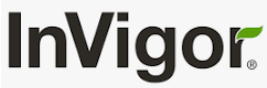 InVigor logo in black text with a green leaf accent above the i
