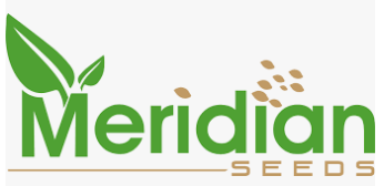 Meridian Seeds logo with green leaf icon and brown seed accents on white background