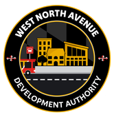 This is a circular logo with the WNADA logo in the middle.  It is white, black, gold, and red.
