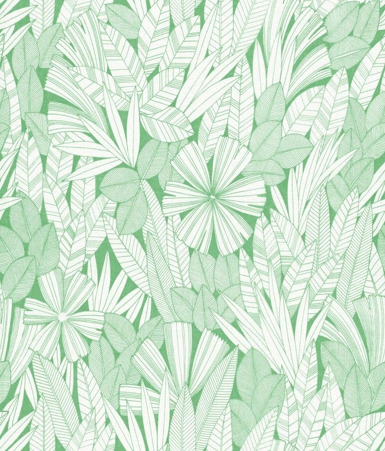 Green tropical leaf pattern with overlapping white and mint foliage
