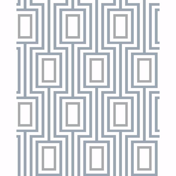 Geometric pattern of light blue and gray rectangles on a white background.