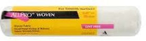 White paint roller with yellow and black label, 