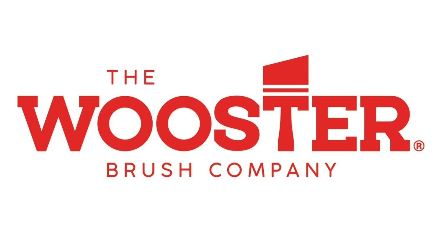 Red "THE WOOSTER" logo with paint brush icon, "BRUSH COMPANY" below.