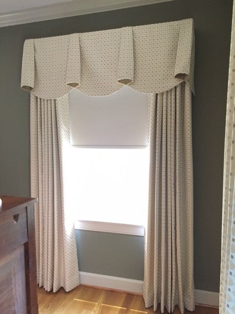 Custom Drapes with Scalloped Valance
