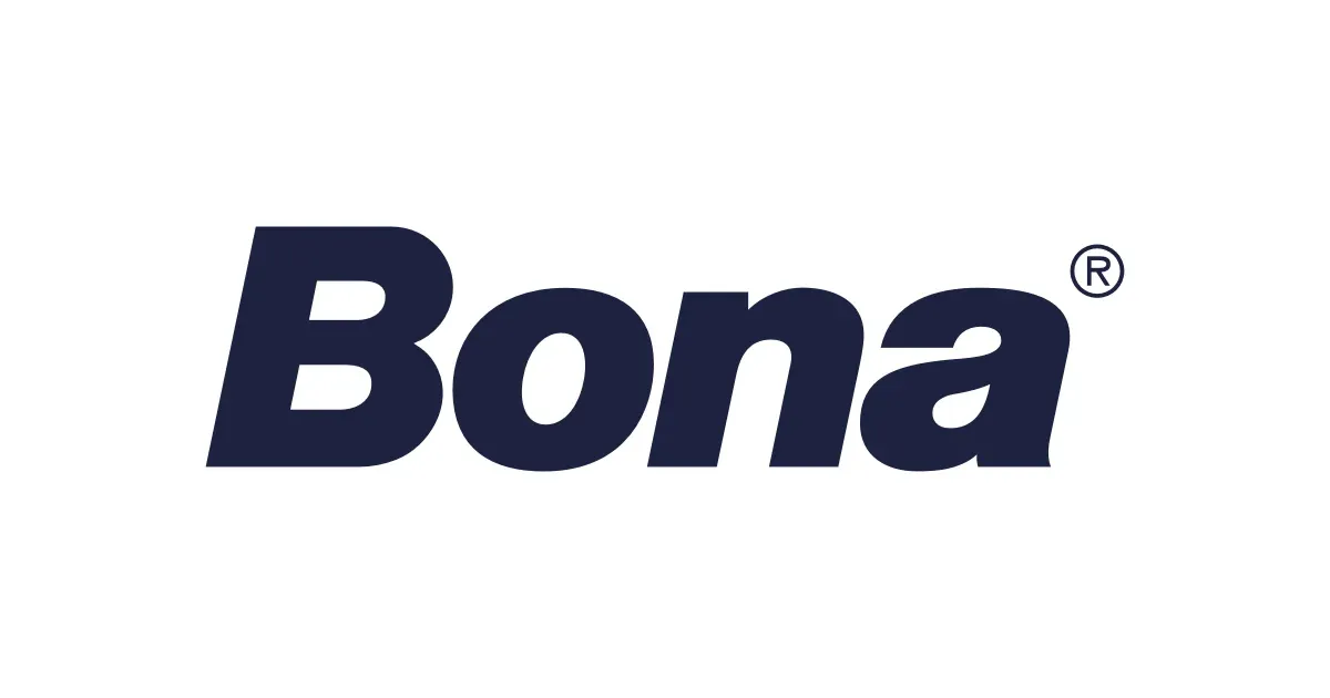 Bona logo in navy blue, slightly slanted text. A registered trademark symbol is at the end.