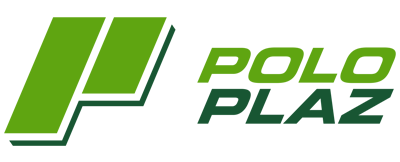 Green logo with stylized "P" and "POLO PLAZ" text.
