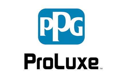 PPG logo with "PPG" in white on a blue square and "ProLuxe" in black below.