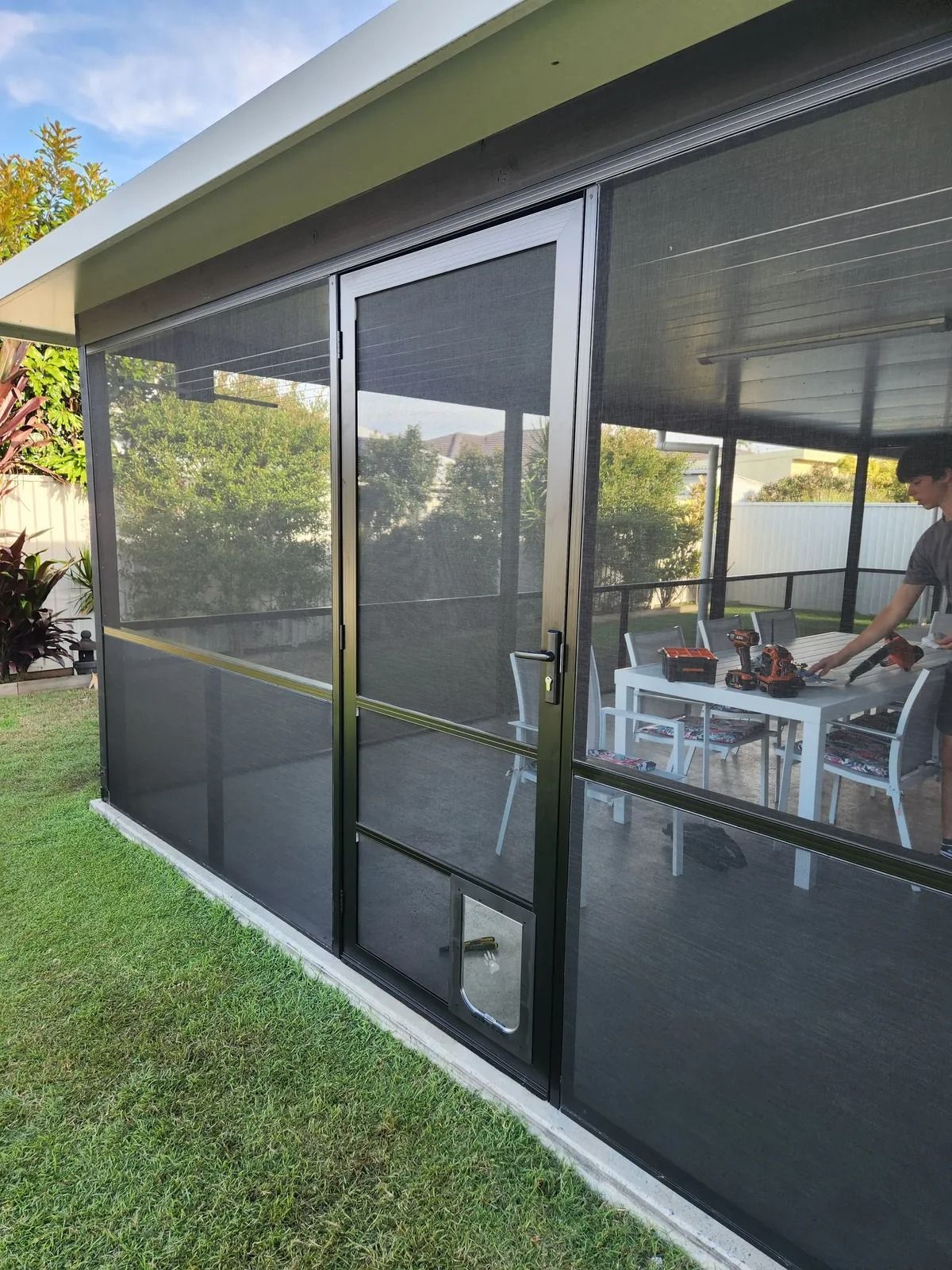 Patio with Black Flyscreens in Ballina