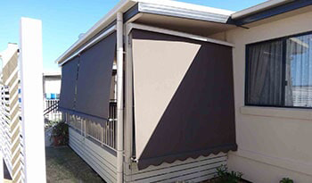 A Mobile Home With A Awning On The Side Of It — Summerland Screens & Awnings In Ballina, NSW