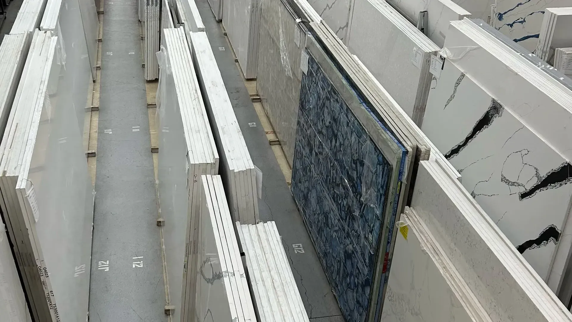 A row of concrete blocks are stacked on top of each other.