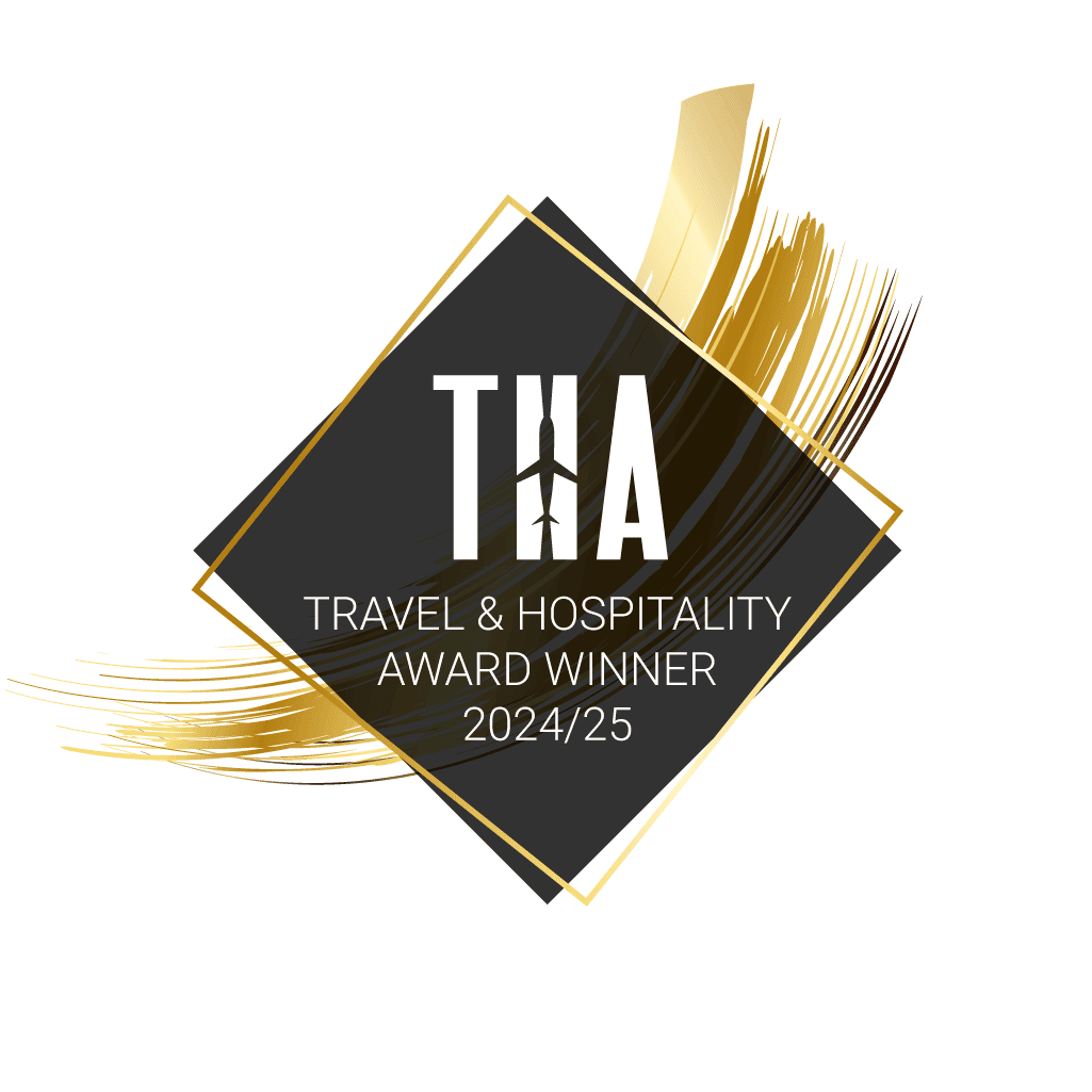 THA Travel & Hospitality Award Winner 2024/25 logo in black, gold, and white