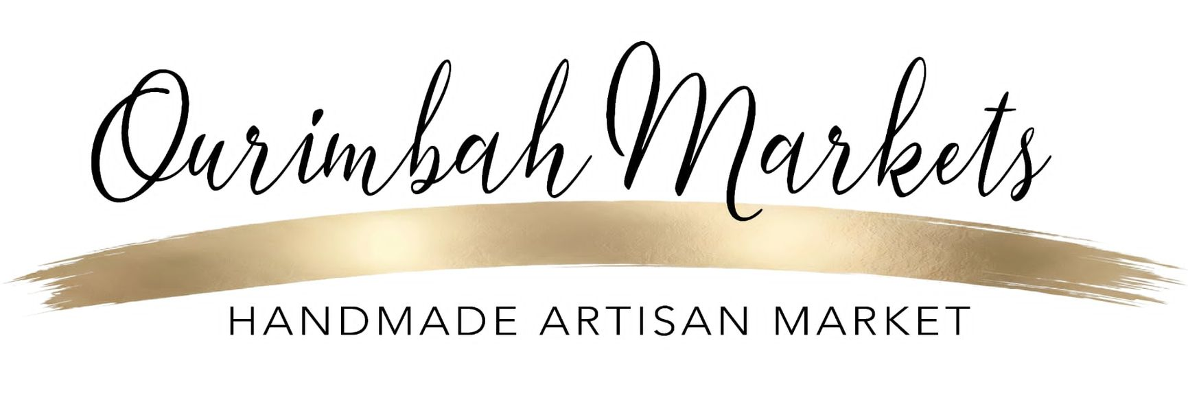 Quimbah Markets logo with gold brushstroke and the words “Handmade Artisan Market” — Rustique on the Coast In Ourimbah, NSW