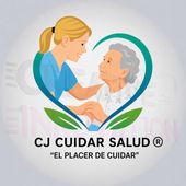 Cuidador ayudando a una persona mayor dentro de un marco con forma de corazón. El texto debajo dice 