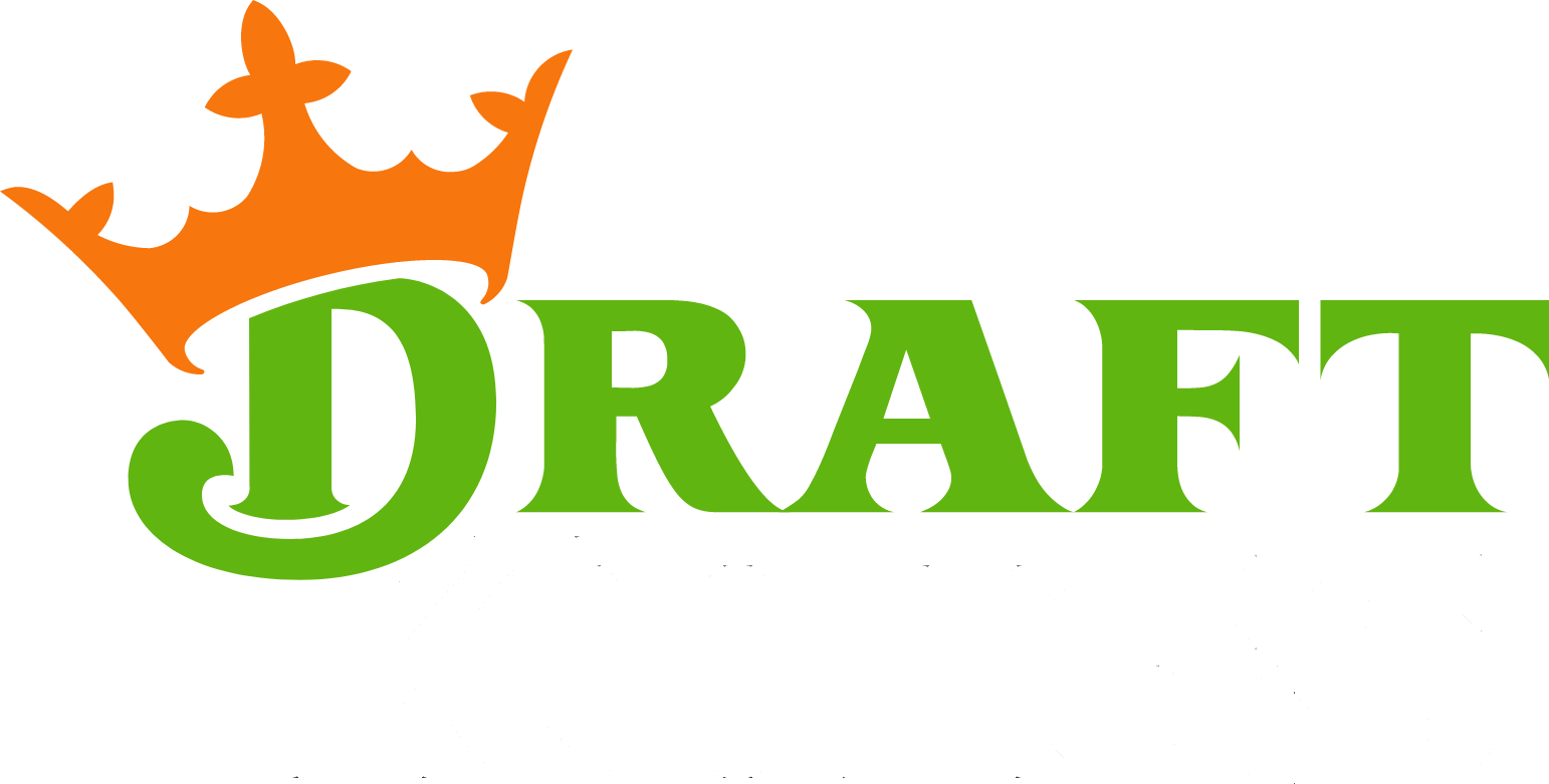 A green and orange logo for draft with a crown on it.