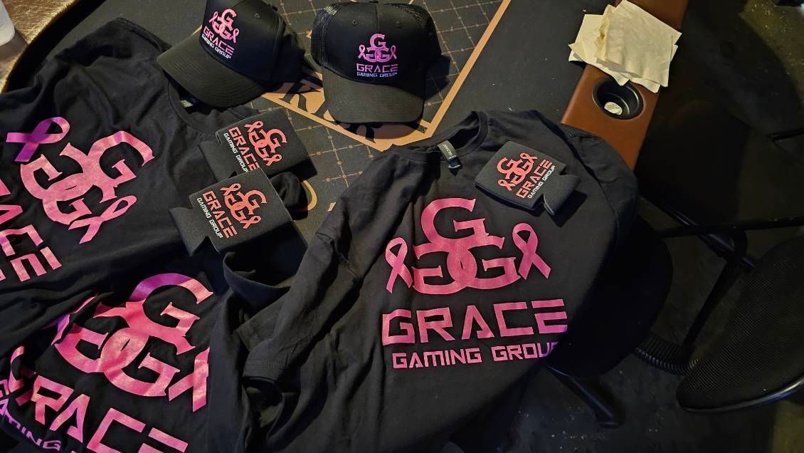 Black clothing and caps with pink 