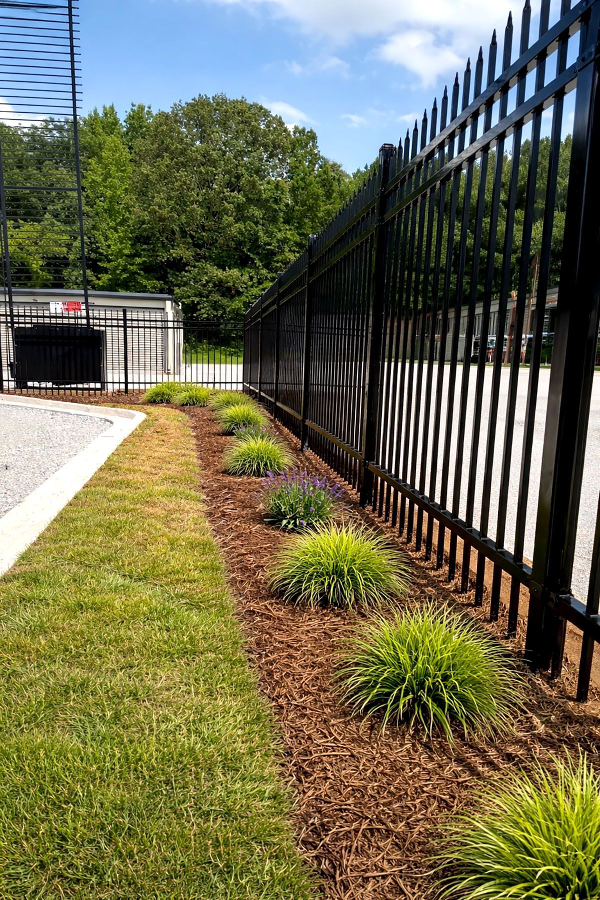 Ornamental Steel 3D render showing post-to-rail connections, vertical pickets, and a clean flat-top design for modern residential use in Ozark, Missouri.