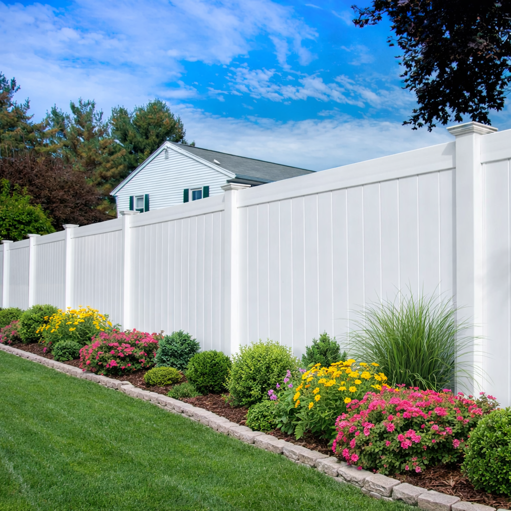 Vinyl 3D render featuring smooth vinyl panels and routed posts, designed for privacy and style in Strafford, Missouri.