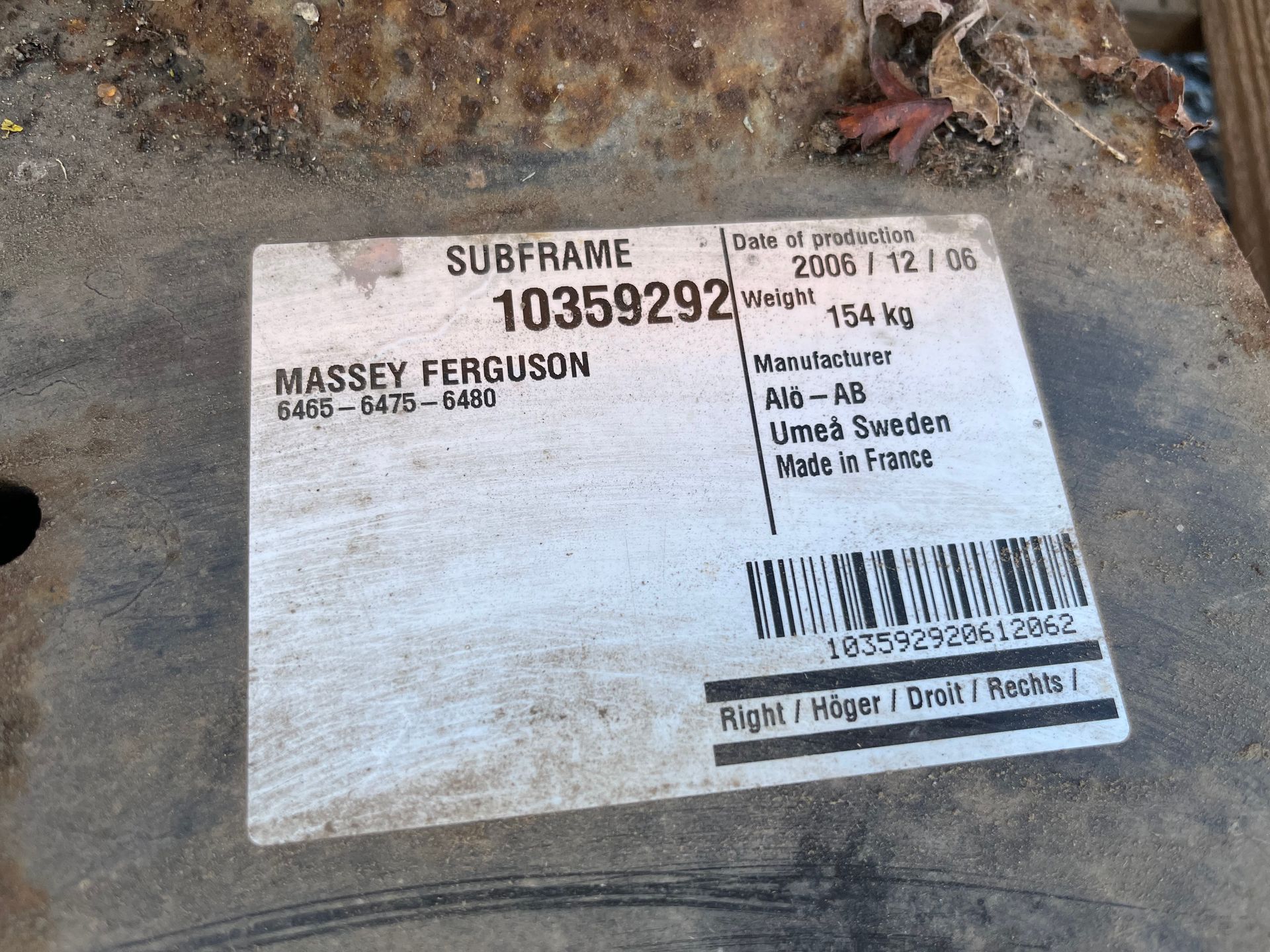 ALO Loader subframe MF6465/75/80