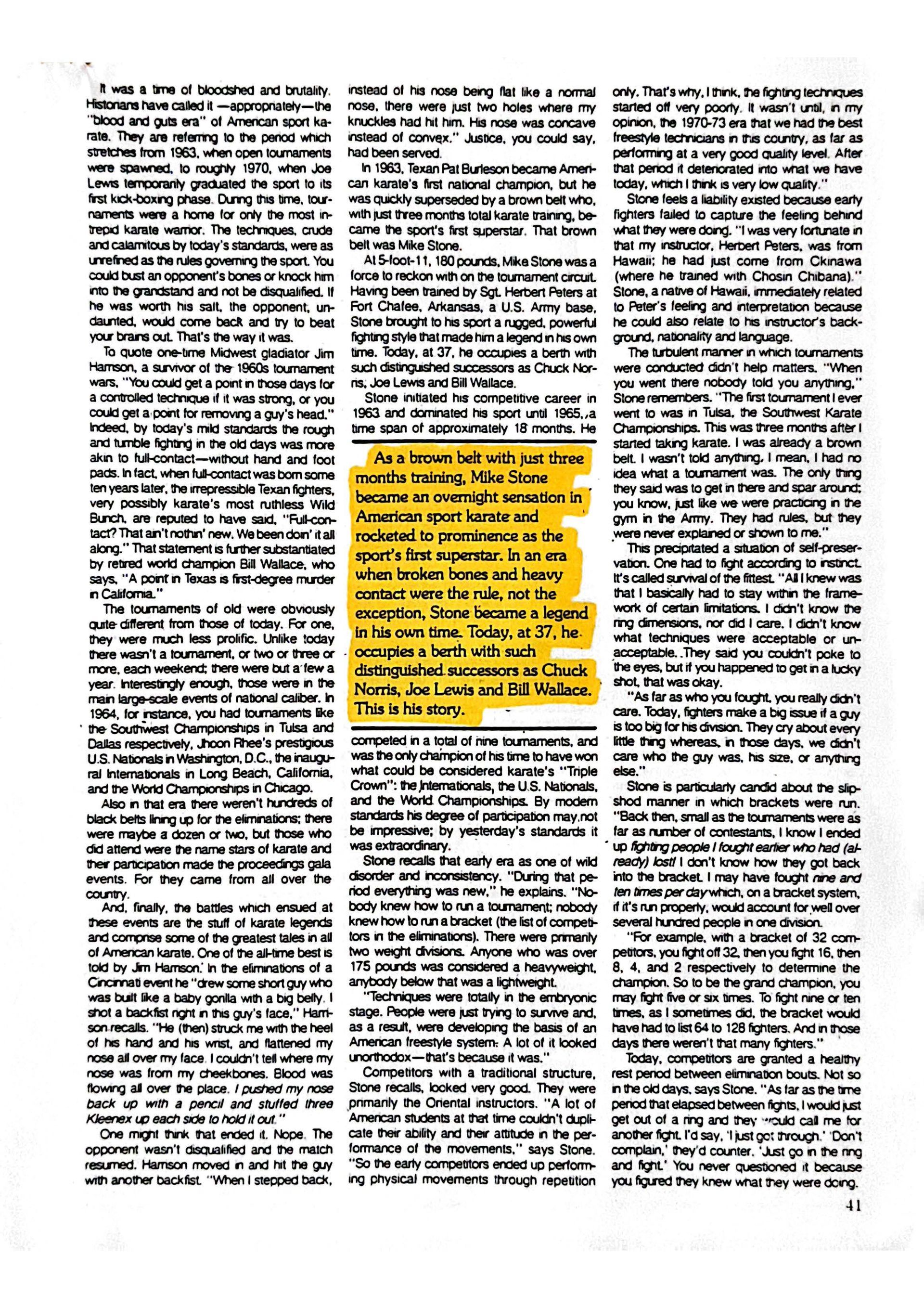 Newspaper article with a highlighted yellow section containing text about a court verdict.