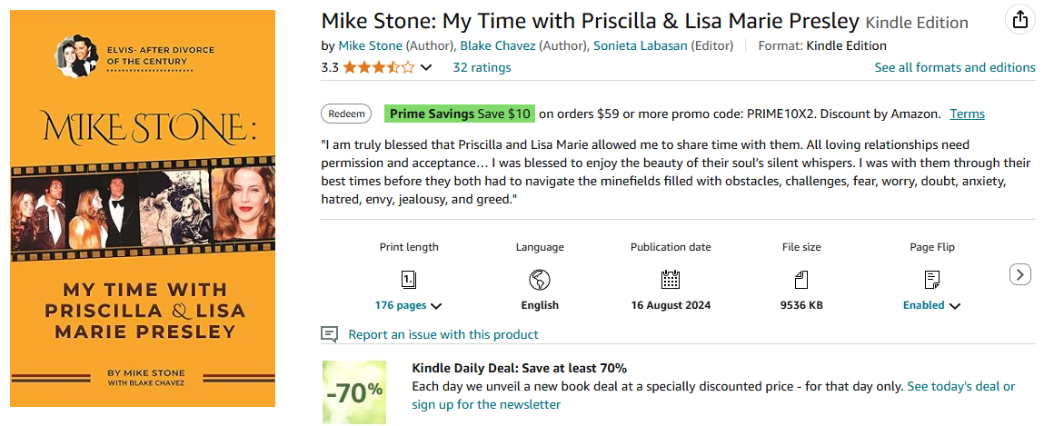 Book cover and Amazon listing for