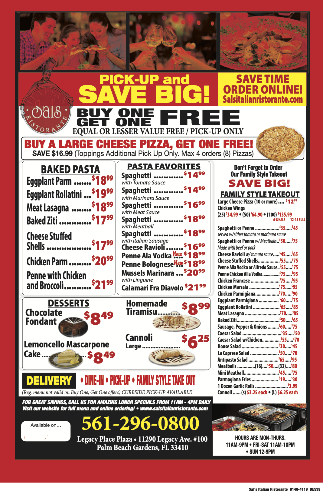 Sal's Italian Ristorante I 15 South Florida Locations