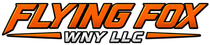 Flying Fox WNY LLC logo in orange, black, and white text with horizontal orange bars