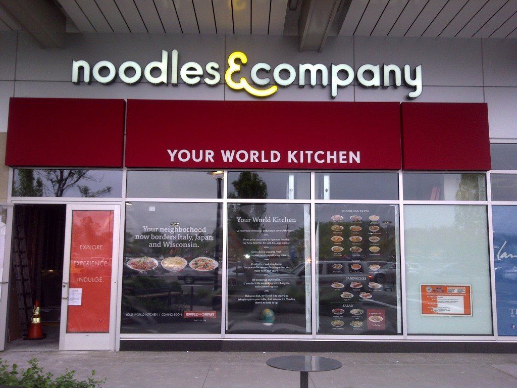 Channel Letter sign created by dezant signs for noodle & company