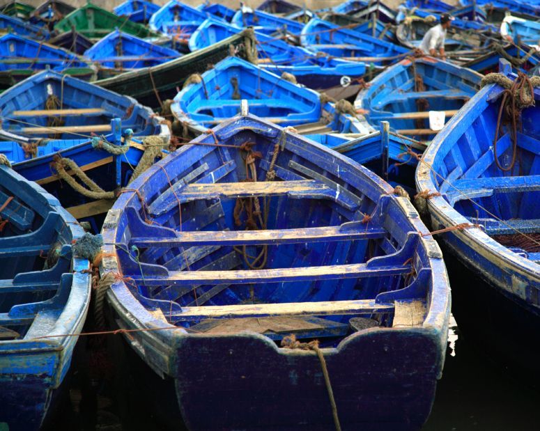 Moroccan blue fishing boats
