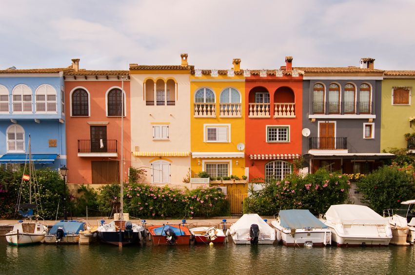 Houses by waterfront