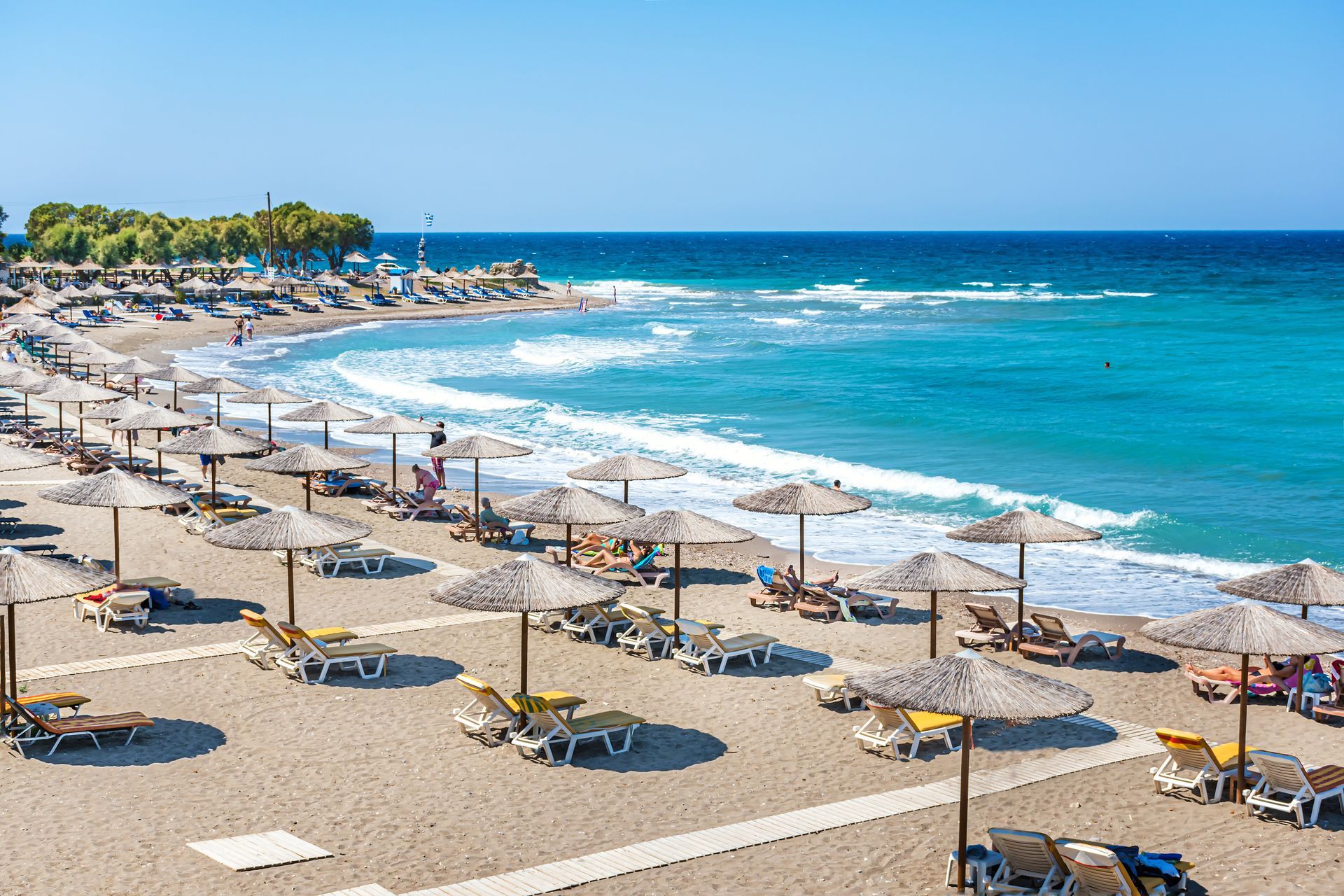 Beach & sunbeds, Kamiros Rhodes