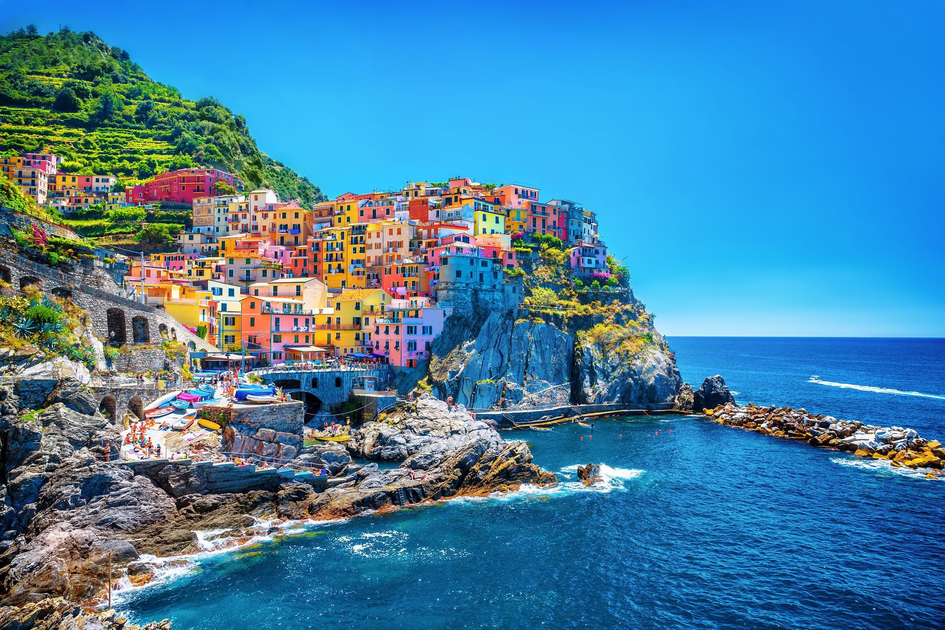 Mountains over Mediterranean sea, Cinque Terre