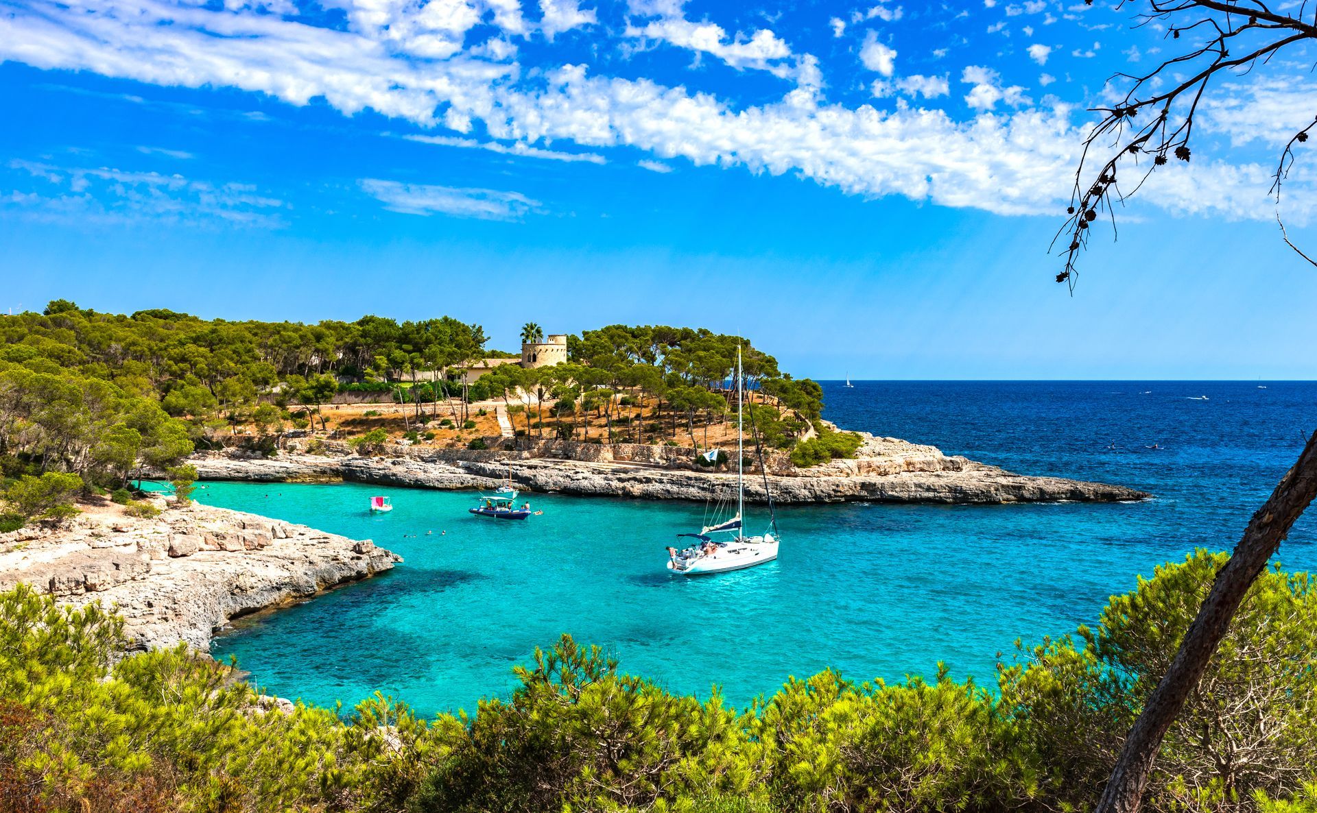 Boats in Majorca bay, Balearic Islands