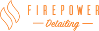 Logo for Firepower Detailing with a flame icon and text in orange.