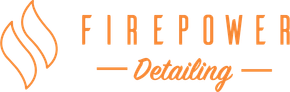 Logo for Firepower Detailing with a flame icon and text in orange.