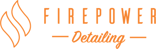 Logo for Firepower Detailing with a flame icon and text in orange.
