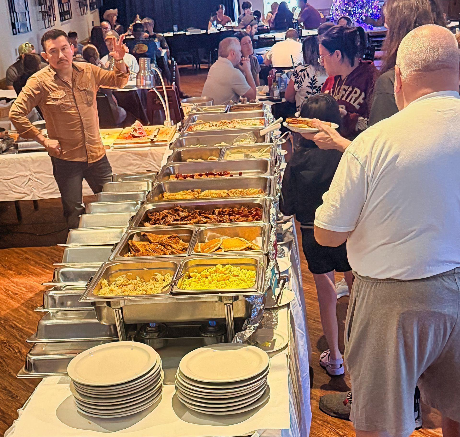 Guests enjoying the Sunday brunch buffet line at Dockers North