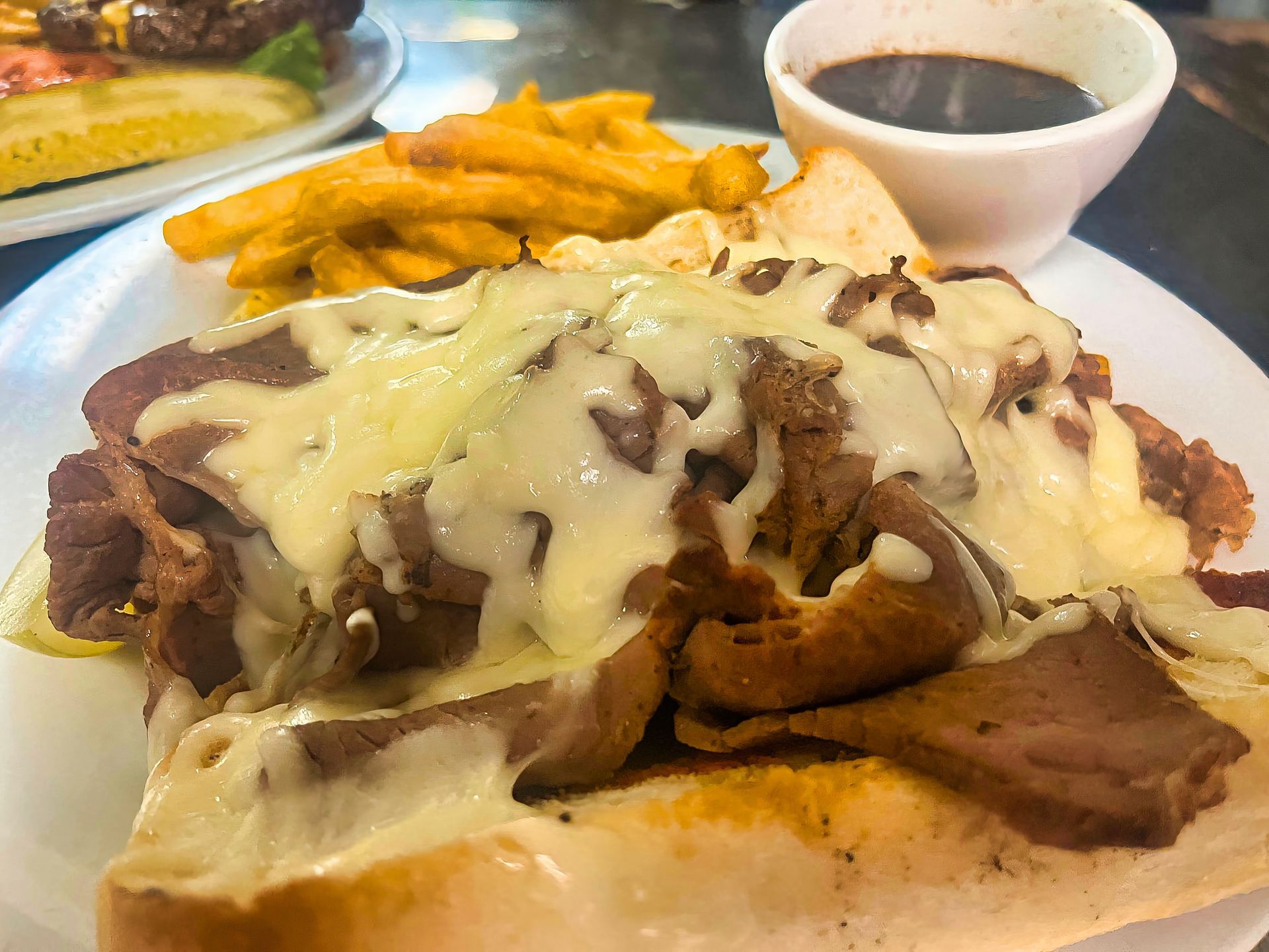 Italian beef with cheese at Dockers North
