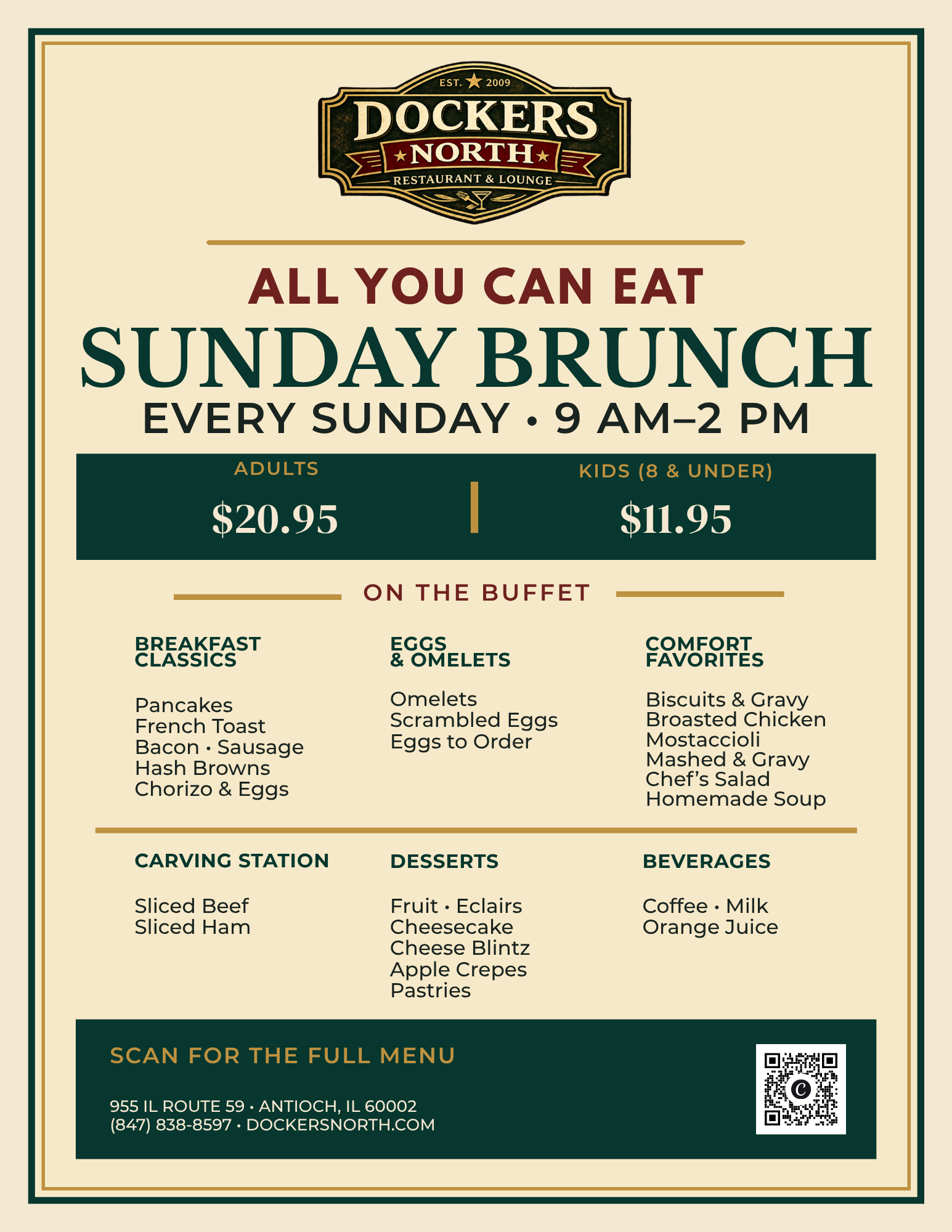 Dockers Sunday brunch buffet food spread