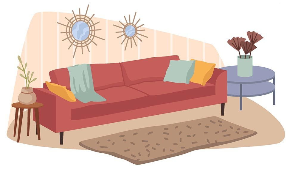 Wohnzimmer Sessel und Pflanze Illustration
