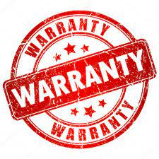 A red stamp with the word warranty written inside of it.