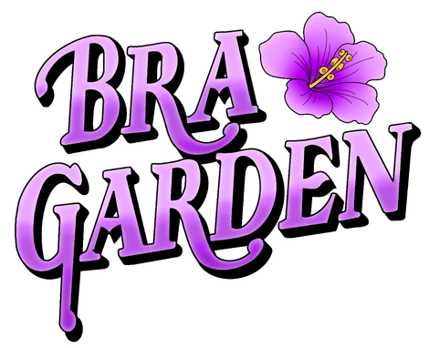 Bra Garden logo with purple lettering and a hibiscus flower.