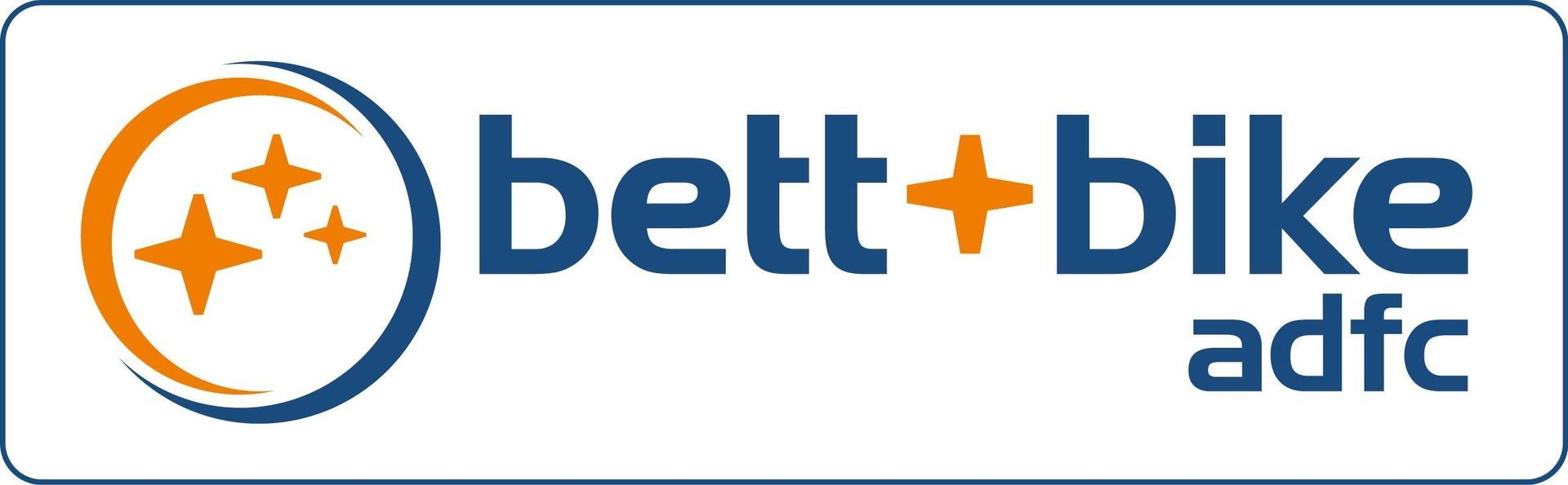 Ein blau-oranges Logo für bett + bike adfc