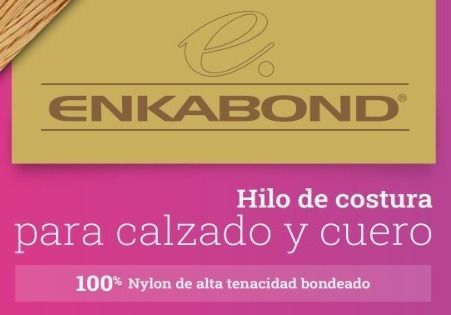 Enkabond sewing thread package for footwear and leather, pink and gold label, 100% bonded nylon