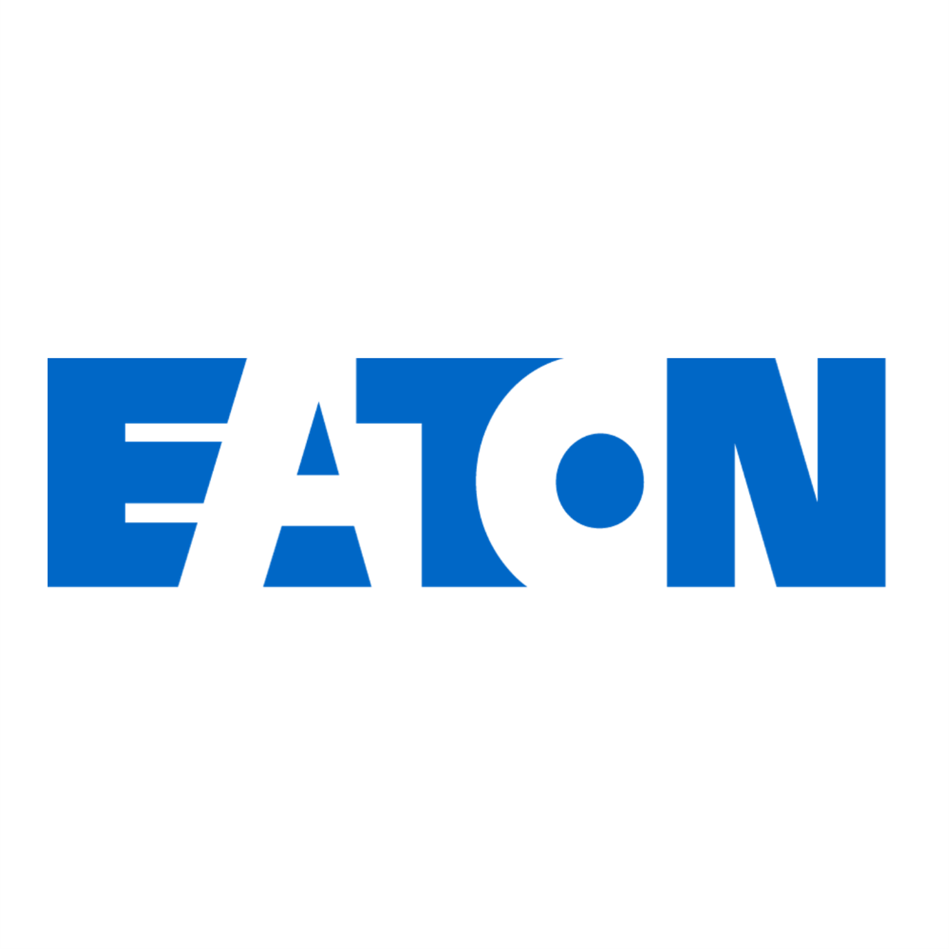 A blue eaton logo on a white background