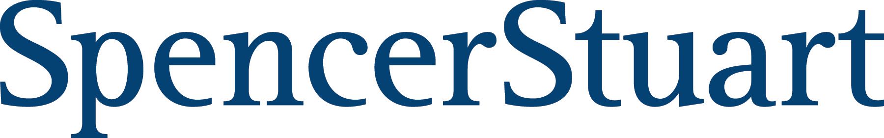 A blue and white logo for spencer stuart