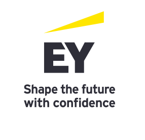 The ey logo is gray and yellow and says `` building a better working world ''.