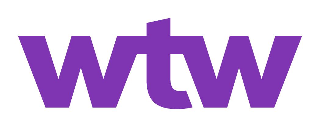 A purple logo for wtw on a white background.