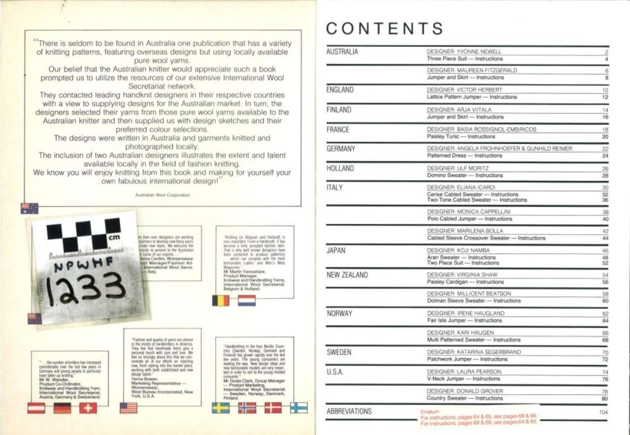 Brochure spread with handwritten note, ID tag photo, and contents page listing sections