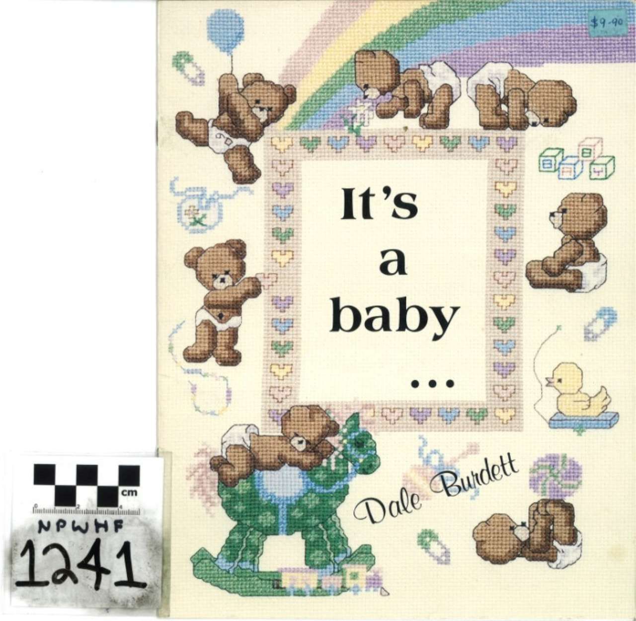 Baby shower card with teddy bears, balloons, and 